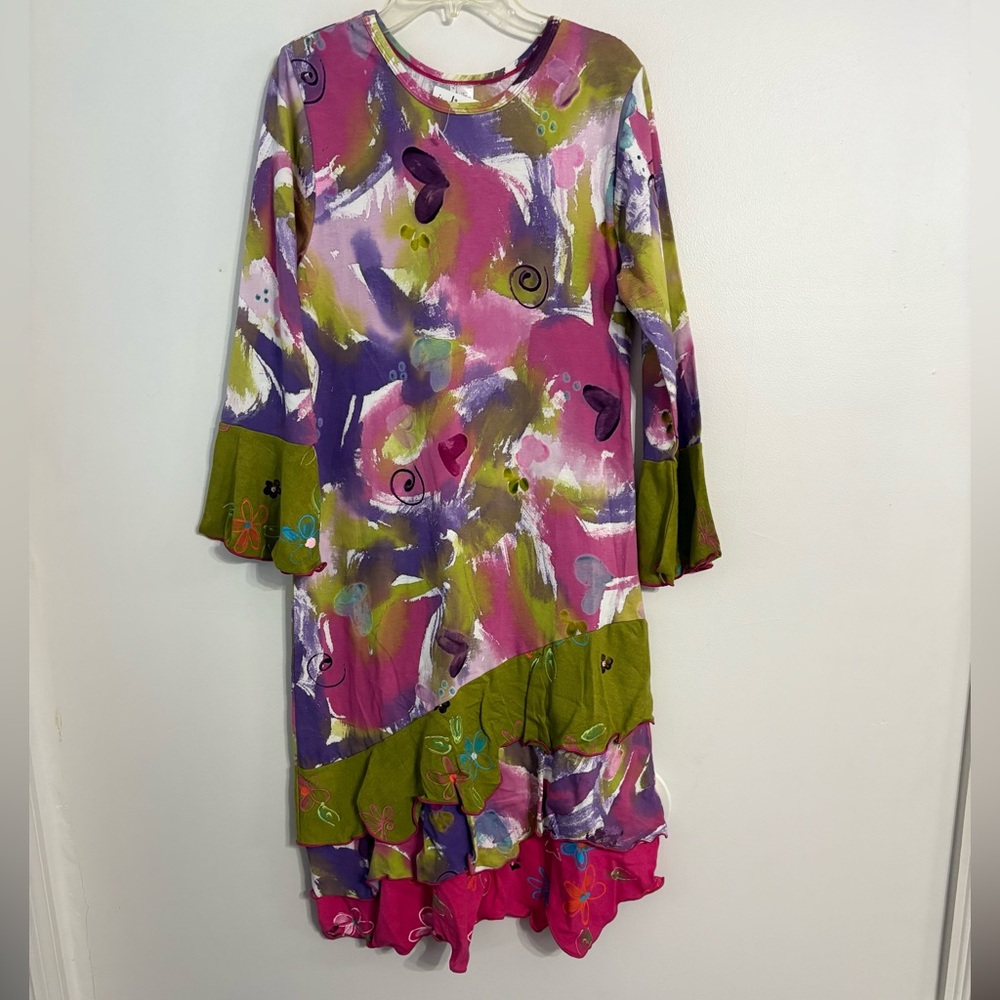 INDYGO HANDPAINTED IN CAPE TOWN ARTSY Colorful Abstract Dress NWT Size 14